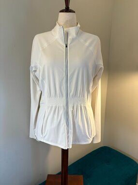 Athleta Size L Run Free Jacket Bright White Zip Up Athletic Jacket